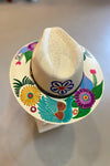 Hand painted Mexican Fedora Hat - Flora & Fauna