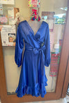 Lara Wrap Frill with Long sleeves in Royal Blue - Custom Design by SFH