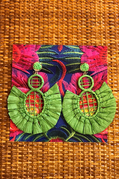 Raffia Earrings in Key Lime