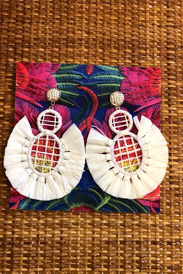 Raffia Earrings in Winter White